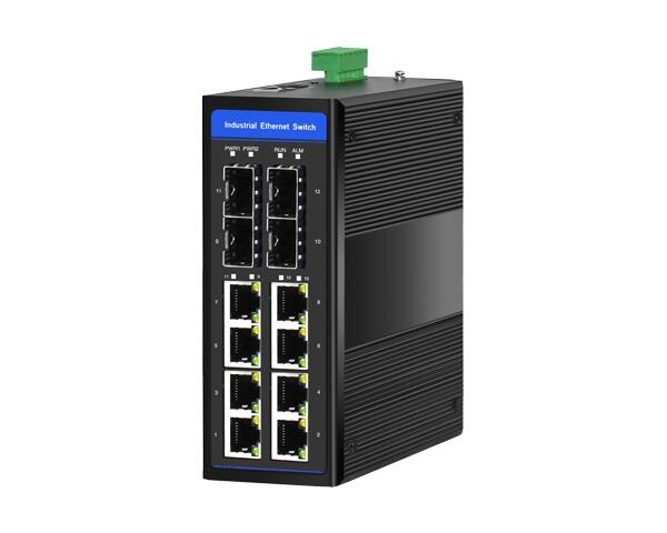 宣合通信4光8电全千兆环网工业交换机IP40防护等级
