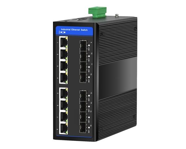宣合通信8光8电全千兆环网工业交换机IP40
